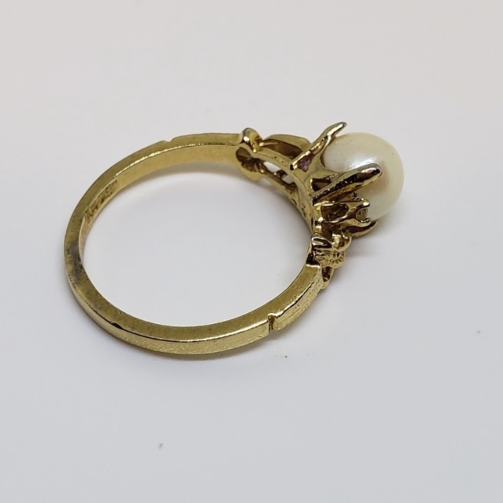Vintage 18KT Gold Plated Pearl Ring